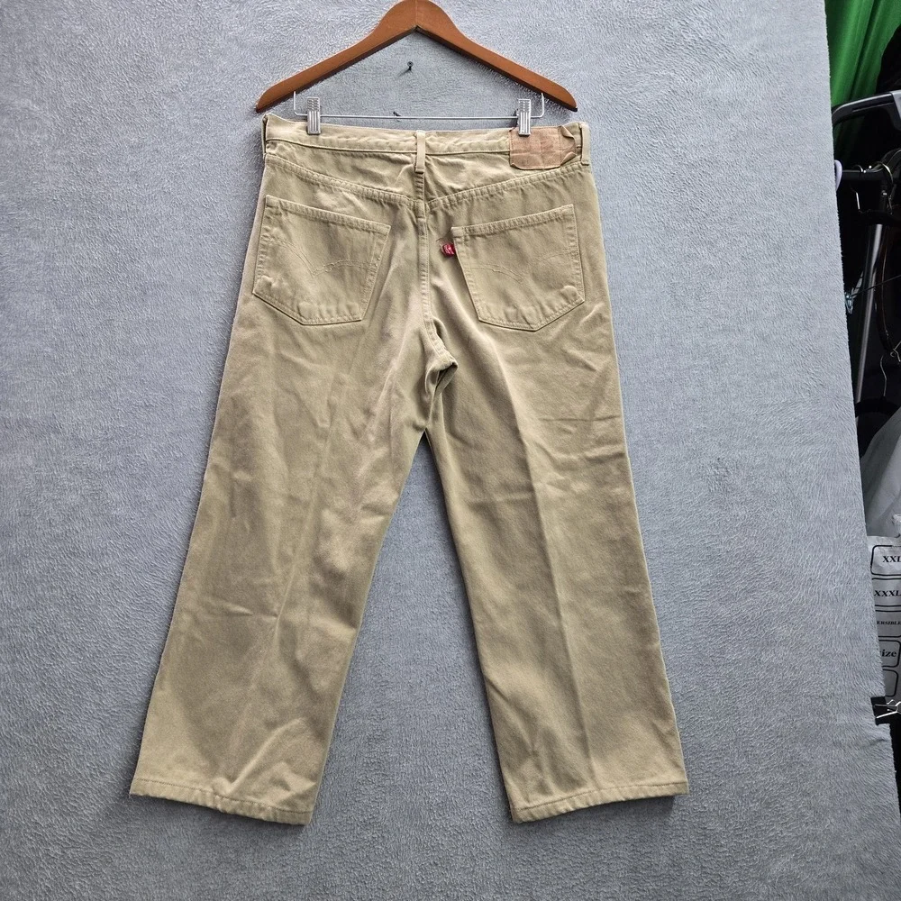 VINTAGE Levi's 501 Men Jeans 36X32 Khaki Original Fit Straight Twill 24